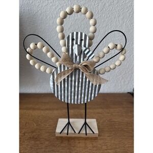 Neutral Minimal Fall Turkey Corrugated Metal Wire Wood Beads Jute Trim 13" X 10"
